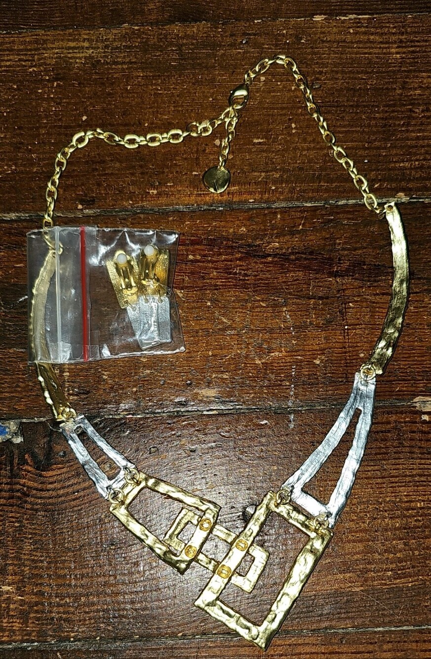 Gold & Silver Geometric Statement Necklace - Women Jewelry